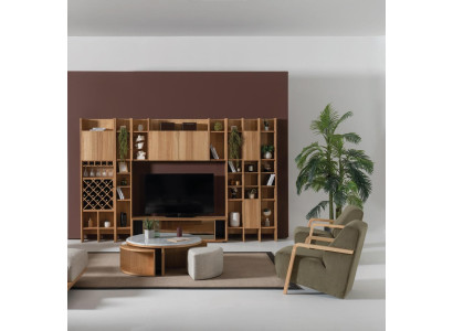 Wohnzimmermöbel Set Designer Sessel 2x Wohnwand Couchtisch