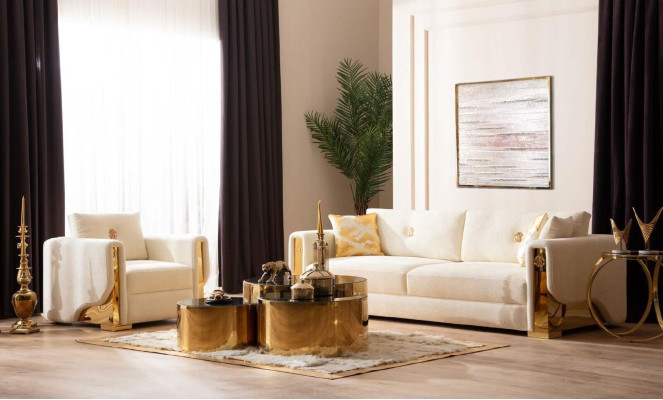 Design Einsitzer Sessel Textil Wohnzimmer Lounge Metall Luxus Design Sofa Möbel