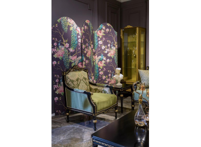 Sessel Klassischer Relax Stoff Lounge Textil Sitzer Luxus Sitz Barock Grün