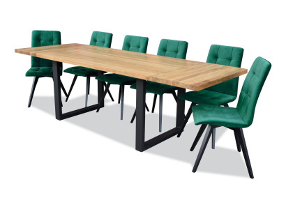 Design Ess Zimmer Stuhl Set Metall Tische Sessel 6x Stühle Tisch Garnitur 7tlg.