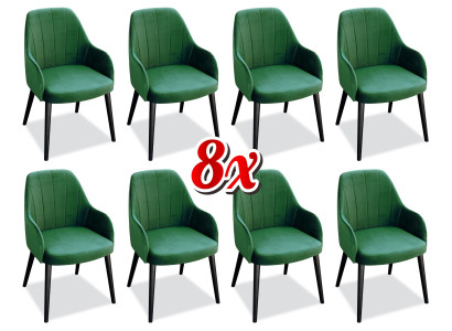 Esszimmer Stühle Stoff Set 8x Sessel Stuhl Designer Holz Textil Polster Stühle