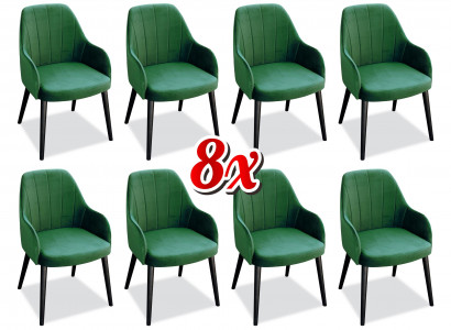 Esszimmer Stühle Stoff Set 8x Sessel Stuhl Designer Holz Textil Polster Stühle