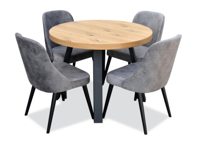 Runder Esszimmer + 4 Stühle Stuhl Set Garnitur Rund Tisch Holz Tische Runde 5tlg