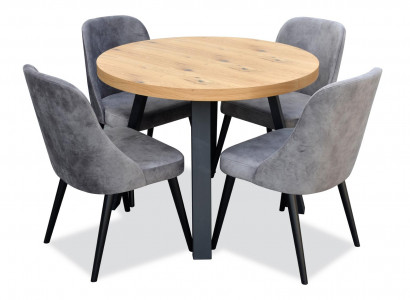 Runder Esszimmer + 4 Stühle Stuhl Set Garnitur Rund Tisch Holz Tische Runde 5tlg