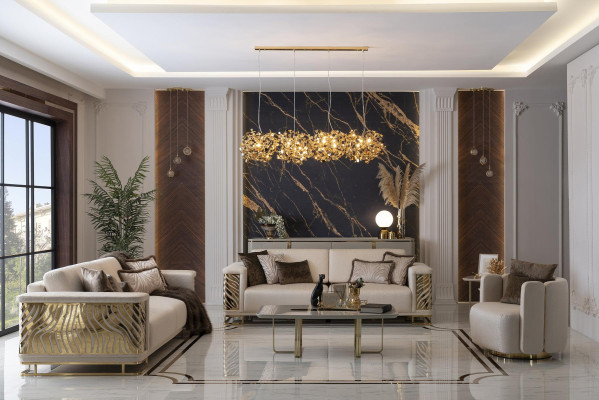 Luxus Sofagarnitur 4+3 Sitzer Sessel Couchtisch Modernen 4tlg. Set Design