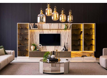 Elegant Wohnwand Wohnzimmer Anbau Wand 388cm Luxus Wohnwände Sideboard