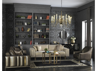 Designen Sofagarnitur 3+2+1 Sitzer Moderne Sessel Luxus Möbel Stoff Gold