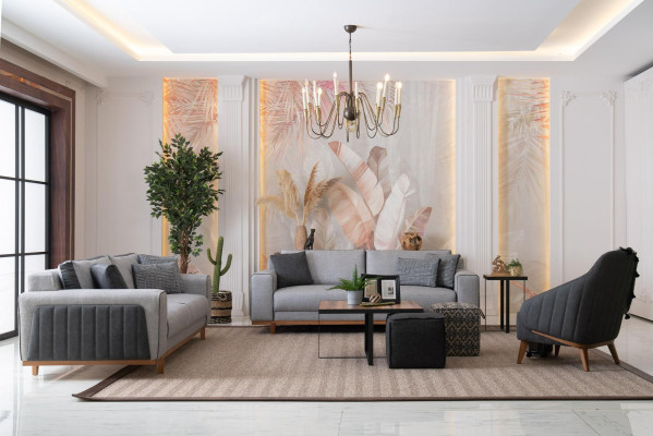 Luxus Sofagarnitur 3+2+1 Moderne Couch Sofa Polster Design Lounge Möbel