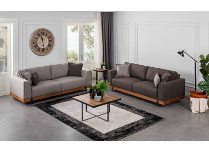 Luxus Sofagarnitur Set Braunes Sofa 3+3 Sitzer Stoffsofa Luxus Designen