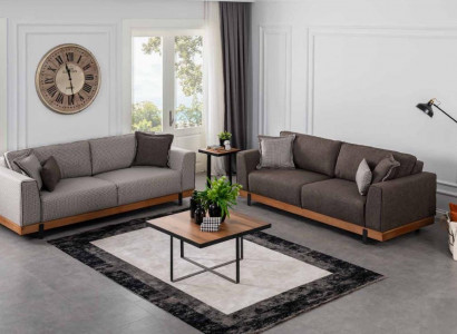 Luxus Sofagarnitur Set Braunes Sofa 3+3 Sitzer Stoffsofa Luxus Designen
