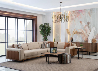 Ecksofa L-Form Wohnzimmer Modernen Luxus Möbel Couch Eckgarnitur Beige