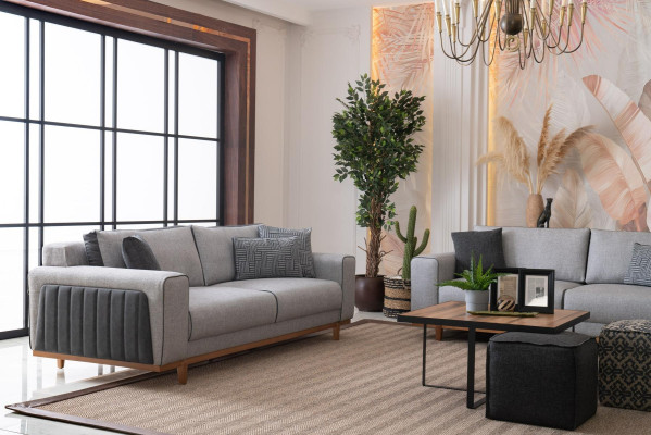 Duosofa aus Stoff Couch Polster Gemütliche Stoff-Couch Zweisitz-Stoffsitzbank