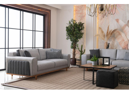 Duosofa aus Stoff Couch Polster Gemütliche Stoff-Couch Zweisitz-Stoffsitzbank