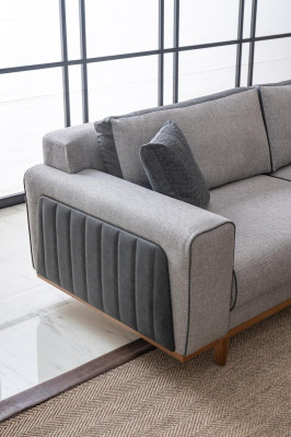 Duosofa aus Stoff Couch Polster Gemütliche Stoff-Couch Zweisitz-Stoffsitzbank