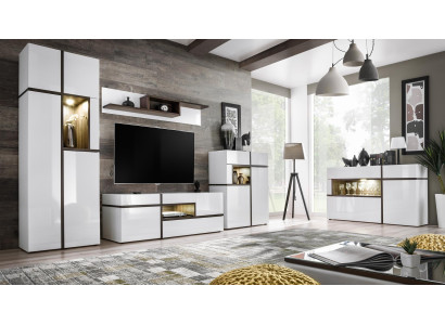 Set 5 tlg Wohnzimmer TV-Ständer Schrank Wohnwände Holz Modern Möbel Neu