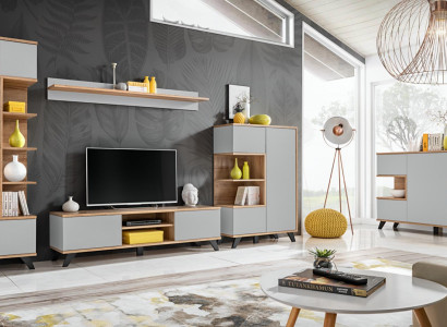 Wohnzimmer Garnitur 5 tlg Luxus Wohnwände Holz Möbel Set TV-Ständer Neu