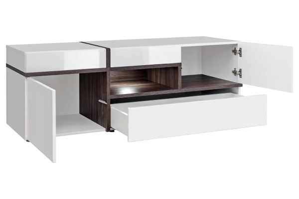Modern Wohnwände Set 4 tlg Wohnzimmer Weiß Holz Möbel Schrank TV-Ständer