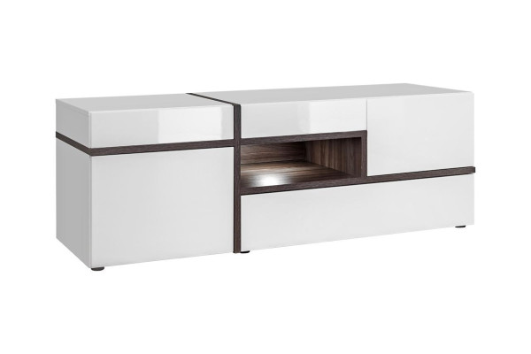 Modern Wohnwände Set 4 tlg Wohnzimmer Weiß Holz Möbel Schrank TV-Ständer