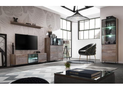 Modern Wohnzimmer Set TV-Ständer Design Einrichtung Vitrine Neu Holz Möbel