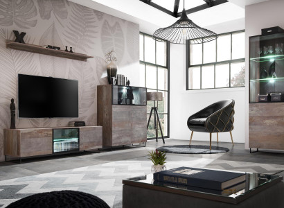 Modern Wohnzimmer Set TV-Ständer Design Einrichtung Vitrine Neu Holz Möbel