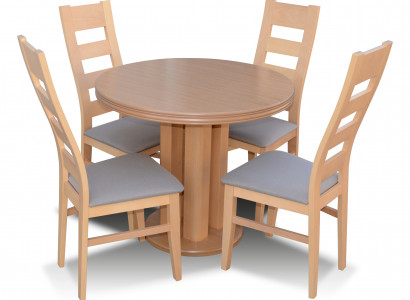 Klassischer Rund Runder Tisch Holz Design Esszimmer Tische 4 Stühle