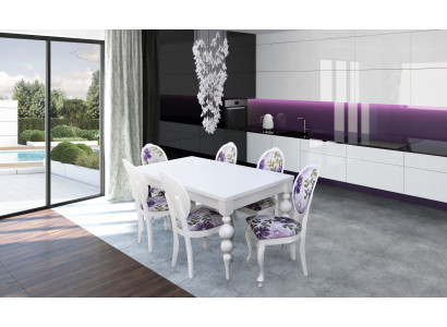 Designer Tisch mit 6 Stühlen Stuhl Set Holz Tische Esszimmer Garnitur