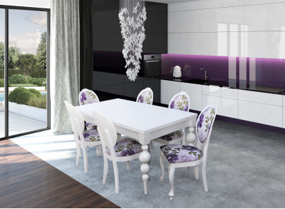 Designer Tisch mit 6 Stühlen Stuhl Set Holz Tische Esszimmer Garnitur