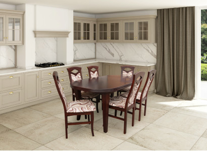 Klassische Esszimmer Garnitur Holztisch mit 6 Stühlen Stuhl Design