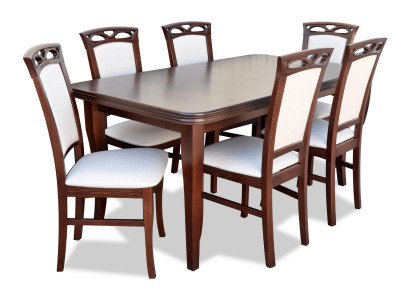 Klassischer Tisch Esstisch Esszimmer Holz Garnitur 6x Stuhl Set Stühle Lehn 7tlg