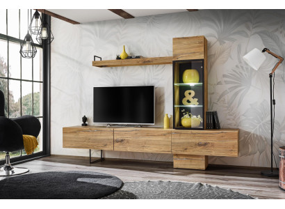 Wohnwand Designer Wohnzimmer Set Lowboard Wandregal TV-Ständer Neu Möbel