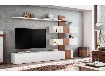 Modern Wohnwand Luxus Einrichtung Wohnzimmer Design TV-Ständer Wand Regale