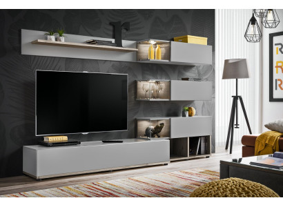 Grau Wohnwand Wohnzimmer Möbel Holz rtv TV-Ständer Moderne Design Einrichtung