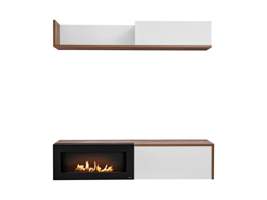 Modern TV Ständer mit Kamin Luxus Wohnzimmer Neu Design Möbel Holz