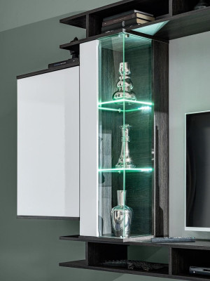 Modern Wohnwand Grau Designer Wohnzimmer Möbel Holz Wandschrank