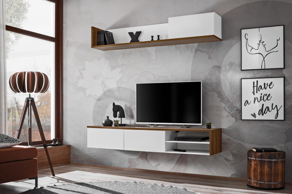 Wohnwand Wandregal Moderne Design TV-Ständer Wohnzimmer Einrichtung Neu