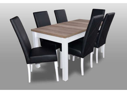 Komplett Esstisch 6 Stühle Esszimmer Set Ess Gruppe Holz Leder Tisch Tische 7tlg