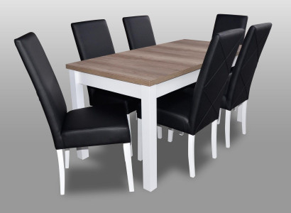 Komplett Esstisch 6 Stühle Esszimmer Set Ess Gruppe Holz Leder Tisch Tische 7tlg