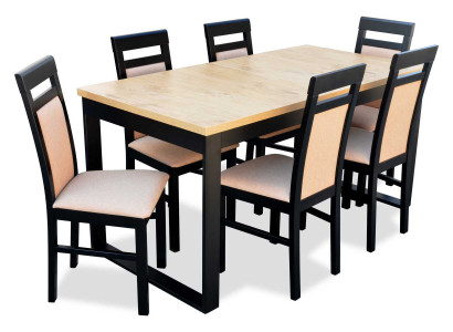 Modernes Esstisch Tisch Holz Esszimmer Garnitur 6x Stühle Set 7 tlg. Set