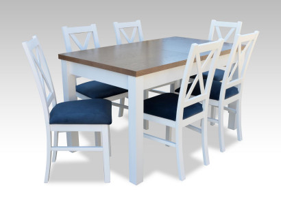 Esstisch Garnitur Tisch 6xStühle Stuhl Esszimmer Garnitur Tisch Holz Textil 7tlg