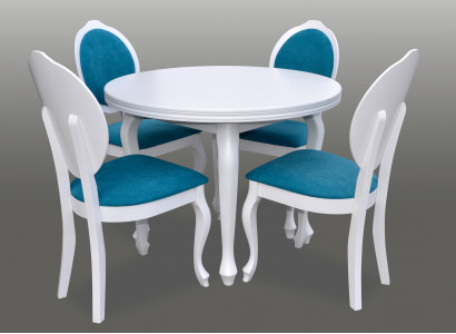 Klassischer Rund Runder Tisch Holz Design Esszimmer Tische + 4 Stühle