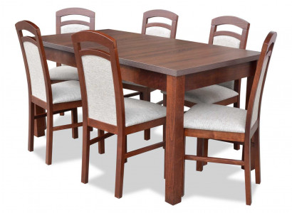 Designer Holz Ess Esszimmer Set Tisch 6x Stühle Garnitur Polster 7tlg