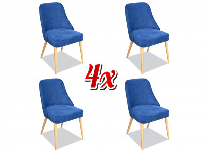 Elegant Modern Stuhl Holz Ess Zimmer Möbel Set 4x Stuhl Luxus Neu Blau Neu