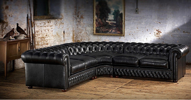 Chesterfield Ecksofa Sofa Couch Polster Eckgarnitur Ledersofa 100% Leder