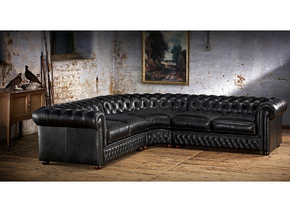 Chesterfield Ecksofa Sofa Couch Polster Eckgarnitur Ledersofa 100% Leder