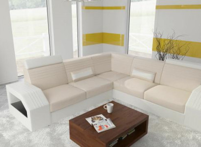 Designer Sofa Couch Ecksofa Leder Stoff Textil Polster Garnitur Wohnlandschaft