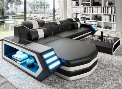 Ledersofa Ecksofa Sofa Couch Wohnlandschaft L Form Eckgarnitur Belfort 4