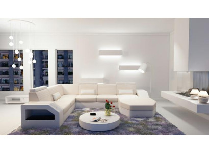 Designer Sofa Ecksofa Leder Stoff Textil Polster Garnitur Wohnlandschaft