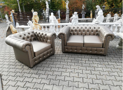 Designer Chesterfield Sofagarnitur Sofa Couch 2+1 Polster Sitz Garnitur Gold