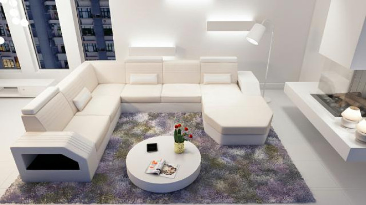 Designer Sofa Ecksofa Leder Stoff Textil Polster Garnitur Wohnlandschaft Neu