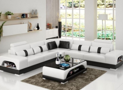 Ecksofa mit USB,Couch Sofa Wohnlandschaft Sitz Eck Garnitur Leder Textil Sandber